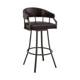 HomeRoots 36" Brown Faux Leather And Iron Swivel Low Back Counter Height Bar Chair - 21 x 36 x 21