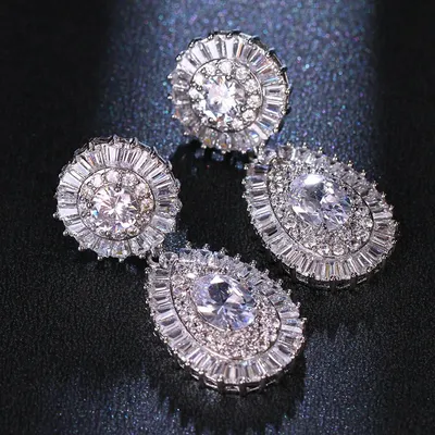 Ekopdee-Boucles d'Oreilles de Luxe en Clip pour Femme Bijoux de Mariage Cubique Contre-indiqué