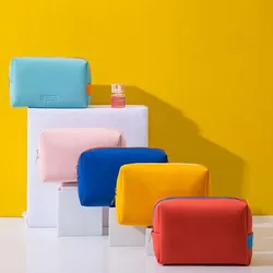 Mini sac à cosmétiques de couleur unie sac de rangement de toilette de voyage sac de maquillage de