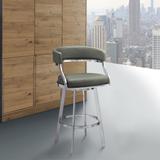 Dione Gray or Black Faux Leather and Stainless Steel Swivel Counter/Bar Stool