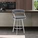 Dione Gray or Black Faux Leather and Stainless Steel Swivel Counter/Bar Stool