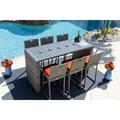 Sorrento 7-Piece Resin Wicker Outdoor Patio Furniture Bar Set in Gray w/Bar Table and Six Bar Chairs (Flat-Weave Gray Wicker Sunbrella Canvas Tuscan)