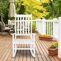 SamyoHome 46 in Outdoor Wood Porch Rocking Chair Wood Rocker White Color