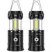 HTB 2 Pack LED Camping Lantern USB Rechargeable and Battery Powered 2-in-1 LED Lanterns COB Super Bright Collapsible Outdoor Portable Lights for Emergency/Camping/Hurricane/Storms/Outages Black