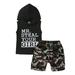 Baby Print Kids Camouflage Letter Toddler Shorts Hoodie Boys Set Outfits Tops Girls Outfits&Set Clothes Outwear For 4-5 Years