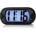 Digital Alarm Clock with Snooze Function and Backlight - Large Screen Big Thick Digital Desktop Digital Alarm Clock with Silicone Protective Cover Battery Powered (Black) (1pcs)