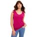 Plus Size Women's Tie-Sleeve Tank by June+Vie in Vivid Pink (Size 22/24)