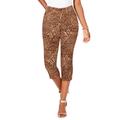 Plus Size Women's Invisible Stretch® Contour Capri Jean by Denim 24/7 in Chocolate Flowy Animal (Size 40 W) Jeans