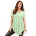 Plus Size Women's Swing Ultra Femme Tunic by Roaman's in Green Mint (Size 18/20) Short Sleeve V-Neck Shirt