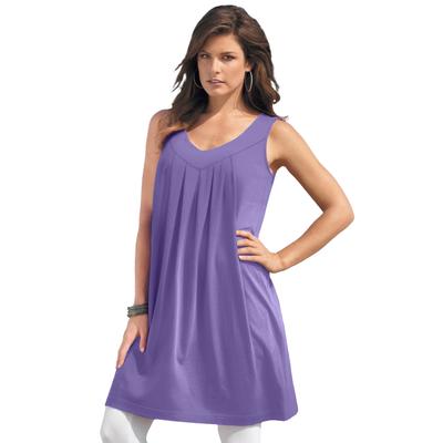 Plus Size Women's Swing Ultimate Tunic Tank by Roaman's in Vintage Lavender (Size M) Top