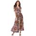 Plus Size Women's Wrap Maxi Dress by Roaman's in Multi Abstract Butterfly (Size 26/28)