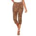 Plus Size Women's Invisible Stretch® Contour Capri Jean by Denim 24/7 in Chocolate Flowy Animal (Size 32 T)