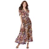 Plus Size Women's Wrap Maxi Dress by Roaman's in Multi Abstract Butterfly (Size 22/24)