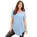 Plus Size Women's Swing Ultra Femme Tunic by Roaman's in Pale Blue (Size 26/28) Short Sleeve V-Neck Shirt