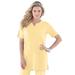 Plus Size Women's Notch-Neck Soft Knit Tunic by Roaman's in Banana (Size L) Short Sleeve T-Shirt