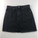 Madewell Skirts | Madewell Rigid Denim A-Line Mini Skirt Black Lunar Wash Raw Hem Casual Sz 26 | Color: Black | Size: W26