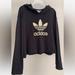 Adidas Tops | Adidas Cropped Trefoil Sweatshirt | Color: Black/Cream | Size: M