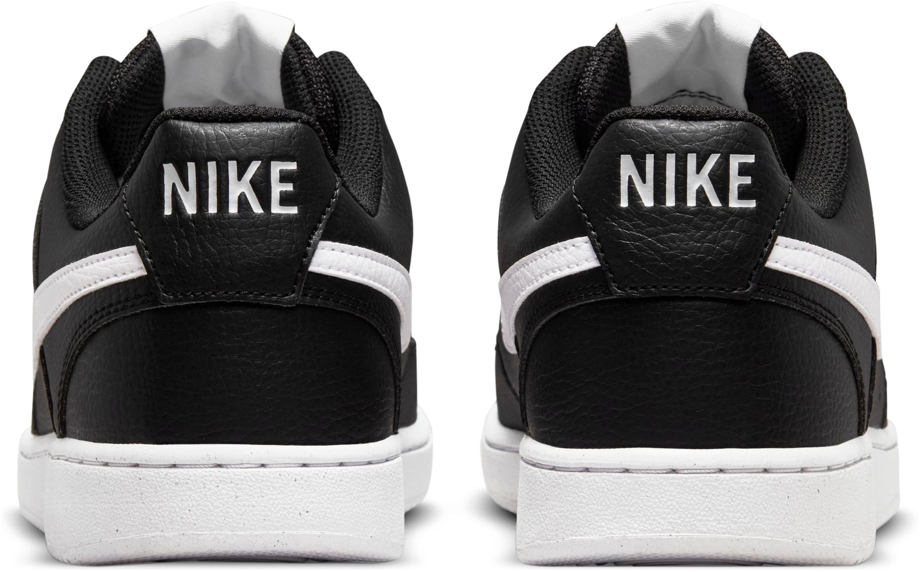 Sneaker NIKE SPORTSWEAR "COURT VISION LOW NEXT NATURE", Gr. 42,5, schwarz-weiß (schwarz, weiß, schwarz), Synthetik, Schuhe, inspiriert vom Design des Nike Air Force