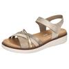 Riemchensandale REMONTE, Damen, Gr. 39, gold (hellgrau, goldfarben), Lederimitat, metallic, sportlich, Schuhe, Keilabsatz, Sommerschuh, Sandalette mit herausnehmbarer Softeinlage