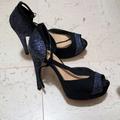 Jessica Simpson Shoes | Jessica Simpson Black Suede/Navy Blue Glitter Heels, 8m | Color: Black/Blue | Size: 8