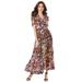 Plus Size Women's Wrap Maxi Dress by Roaman's in Multi Abstract Butterfly (Size 18/20)