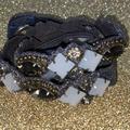 Anthropologie Accessories | Anthropologie Rhinestone Stretch Belt | Color: Gray/White | Size: Xs