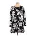 Forever 21 Casual Dress - Mini Scoop Neck Long sleeves: Black Print Dresses - Women's Size Small