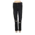Abercrombie & Fitch Jeans - Mid/Reg Rise Skinny Leg Denim: Black Bottoms - Women's Size 26 - Distressed Wash