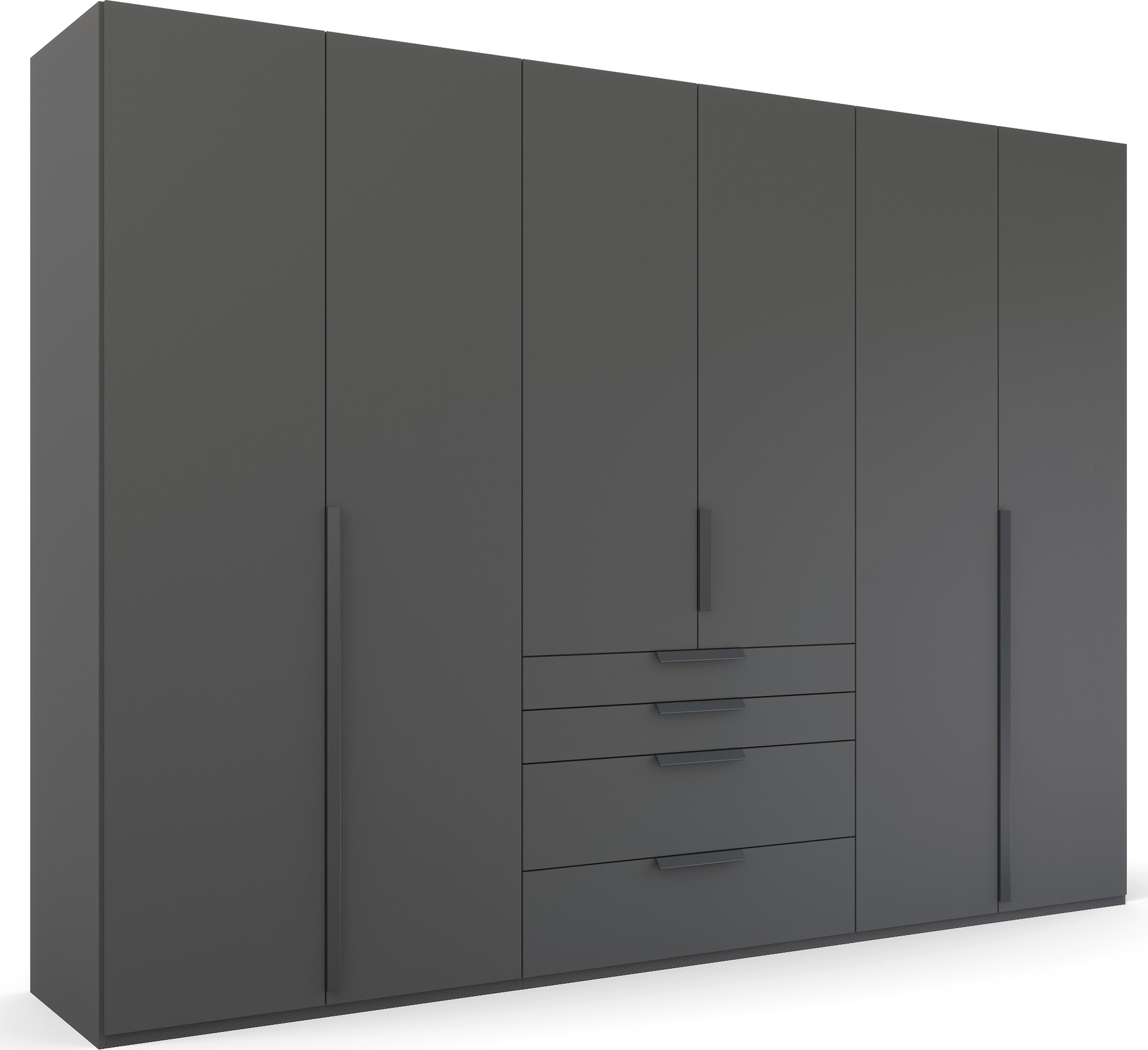 Drehtürenschrank RAUCH "Kleiderschrank Schrank Garderobe Wäscheschrank PURISMA", grau (graphit), B:301cm H:223cm T:60cm, Holzwerkstoff, Schränke, Drehtürenschrank, mit Schubladen und umfangreichem Zubehör MADE IN GERMANY