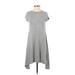 Shein Casual Dress - A-Line Crew Neck Short sleeves: Gray Solid Dresses - Women's Size X-Small