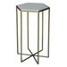 Everly Quinn 24" Tall Iron Cross Legs End Table in Gray/White/Yellow | 24 H x 14 W x 14 D in | Wayfair C04633377AD343AEABD95A6C69C43DA3