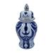 Alcott Hill® 14” Temple Jar w/ Lid - White & Blue Swirl Design Stoneware for Home, Office, Gift Idea in Gray/Blue | 14 H x 7 W x 7 D in | Wayfair