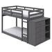 Classic Twin Bunk Bed with Cabinet, 4 Drawers, 3 Compartments, Ladder, Gray