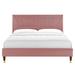 Yasmine Channel Tufted Performance Velvet Platform Bed by Modway Upholstered/Velvet in Pink/White | 36 H x 79 W x 86.5 D in | Wayfair MOD-7012-DUS