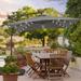 Arlmont & Co. Lannie 8.2×8.2Ft Outdoor Patio Umbrella, Square Canopy Offset Umbrella w/ LED Metal in Gray | Wayfair