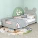 White Wood Cute Platform Bed Twin Size Upholstered Daybed with Carton Ears Shaped Headboard