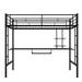 Black Metal Full Loft Bed with Desk and Shelf, Space Saving Design, 78.1''L*56.4''W*71.7''H, 108LBS