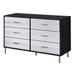 Emily 47 Inch Wood Side Dresser with 6 Drawers, Metal Bar Handles, Black