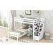White Twin Loft Bed with 1 Stand-alone Bed, Storage Staircase, Desk, Shelves and Drawers, 95.1''L*79.5''W*67.5''H, 253.5LBS