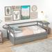 White Twin Size Daybed with Trundle and Foldable Shelves on Both Sides