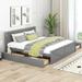 Gray King Size Wooden Platform Bed with 4 Storage Drawers and Support Legs, 81.9''L*80''W*38.7''H, 138.5LBS