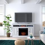 Bridgevine Home Laguna 66 inch Fireplace TV Stand Console for TVs up to 80 inches, White Finish