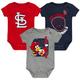 Ensemble de 3 bodys Change Up pour nouveau-nés et nourrissons, rouge/bleu marine/gris, St. Louis Cardinals