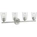 Bransel; 4 Light; Vanity; Brushed Nickel Finish with Clear Seeded Glass