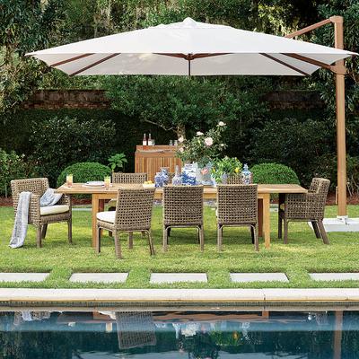 Altura Cantilever Umbrella with Base - 10' x 13', Dove Canopy, Silver - Frontgate