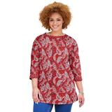 Plus Size Women's Liz&Me® Boatneck Top by Liz&Me in Classic Red Paisley (Size 5X)