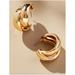 Anthropologie Jewelry | New~ Anthropologie Double Loop Gold Hoop Earrings | Color: Gold | Size: Os