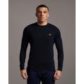 Lyle & Scott Crew Neck Cotton Merino Jumper Herren dark navy, Gr. S, Baumwolle, Strickpullover mit Logostickerei