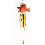 World Bazzar Hand Blow Fish Cute Windchime in Red/Yellow | 32 H x 9 W x 4 D in | Wayfair fishchime