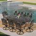 VIVIJASON 8 - Person Oval Outdoor Dining Set w/ Cushions Metal in Brown | 84 W in | Wayfair CA009+03-SWIVEL-9PCS-CU-WF